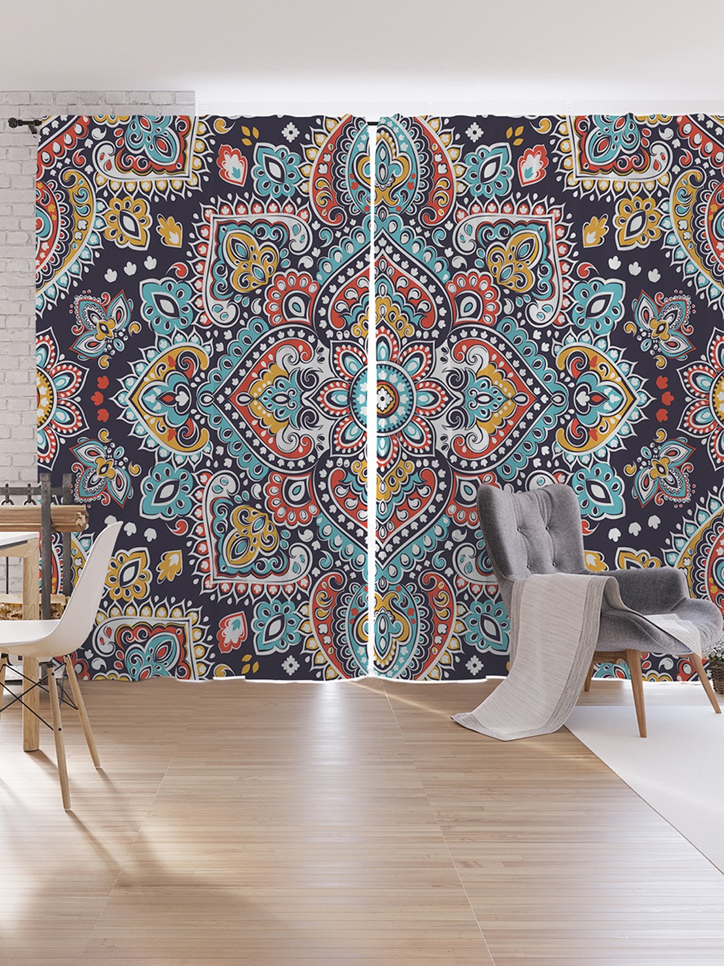 фото Шторы под лён joyarty "цветочный орнамент", серия oxford delux, 340х265 см