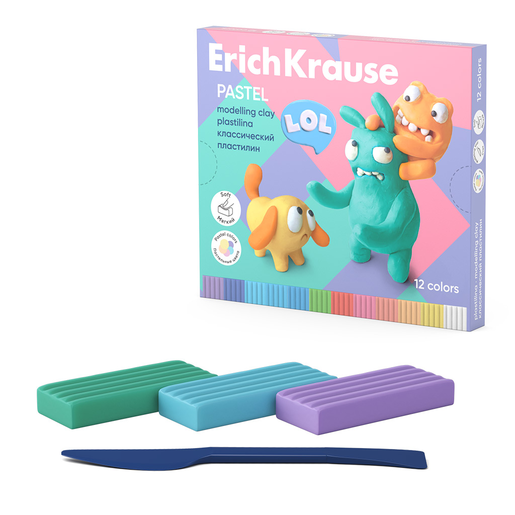 Пластилин классический ErichKrause Jolly Friends Pastel 12 цветов со стеком, 216 г 61352, Разноцветный
Пластилин классический ErichKrause Jolly Friends Pastel 12 цветов со стеком, 216 г 61352, Разноцветный