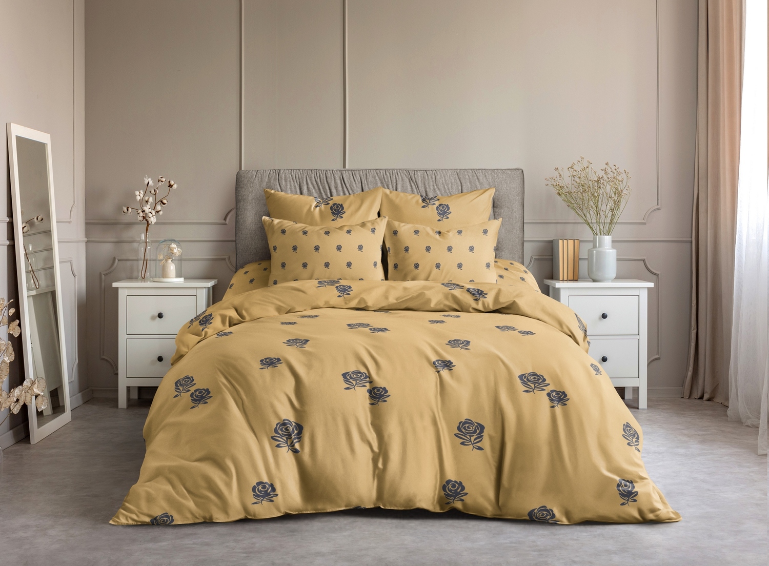 фото Постельное белье ночь нежна розочки цвет: золотой (1,5 спал.)