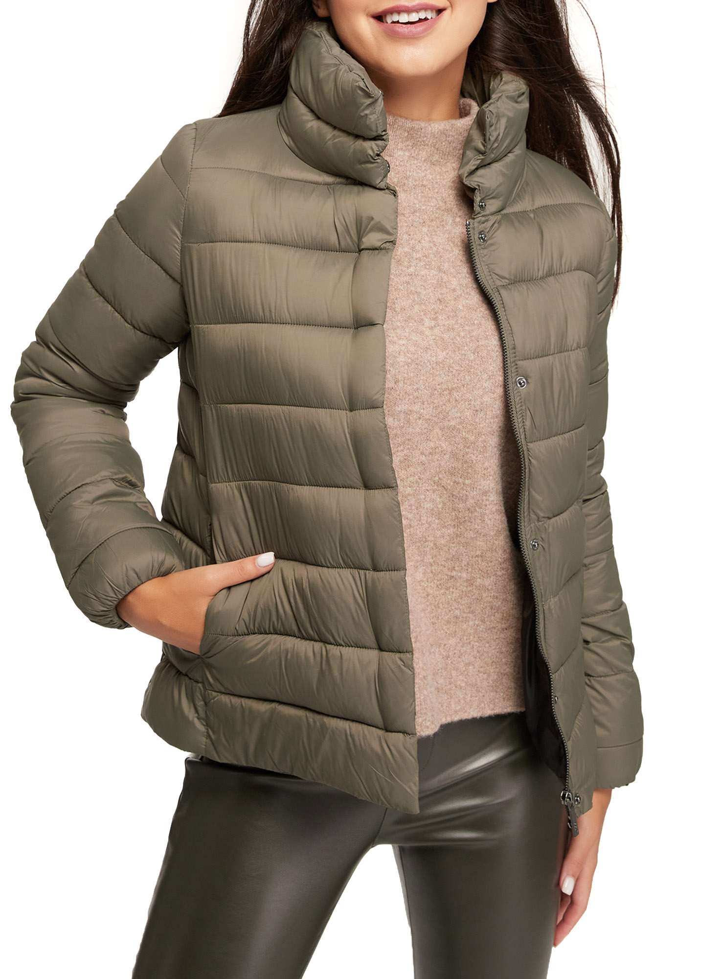 фото Куртка женская oodji 10203100 хаки 38/170