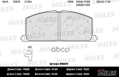 Колодки Тормозные Toyota Camry/Carina/Corolla 83-92 Передние Miles арт. E100211
Колодки Тормозные Toyota Camry/Carina/Corolla 83-92 Передние Miles арт. E100211