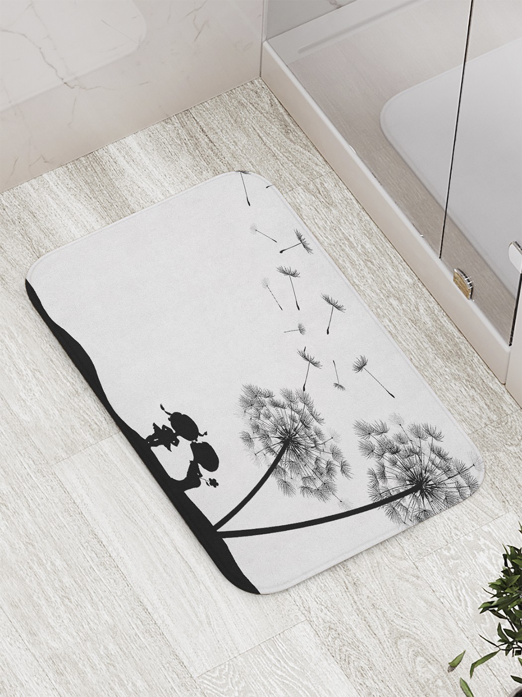 фото Коврик противоскользящий joyarty "романтика у одуванчиков" для ванной 77х52 см