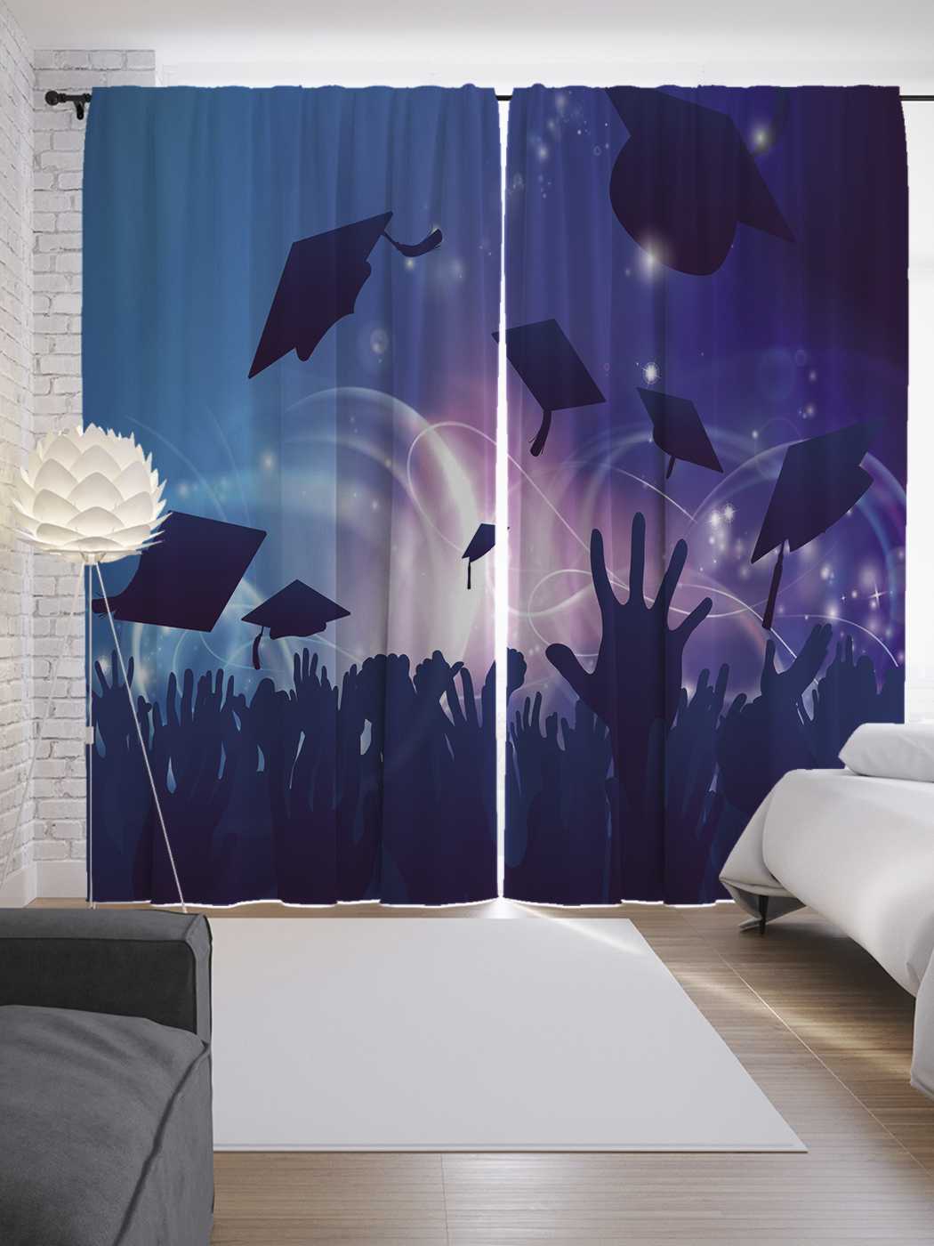 фото Шторы joyarty с фотопечатью "выпускная вечеринка" из сатена, 290х265 см