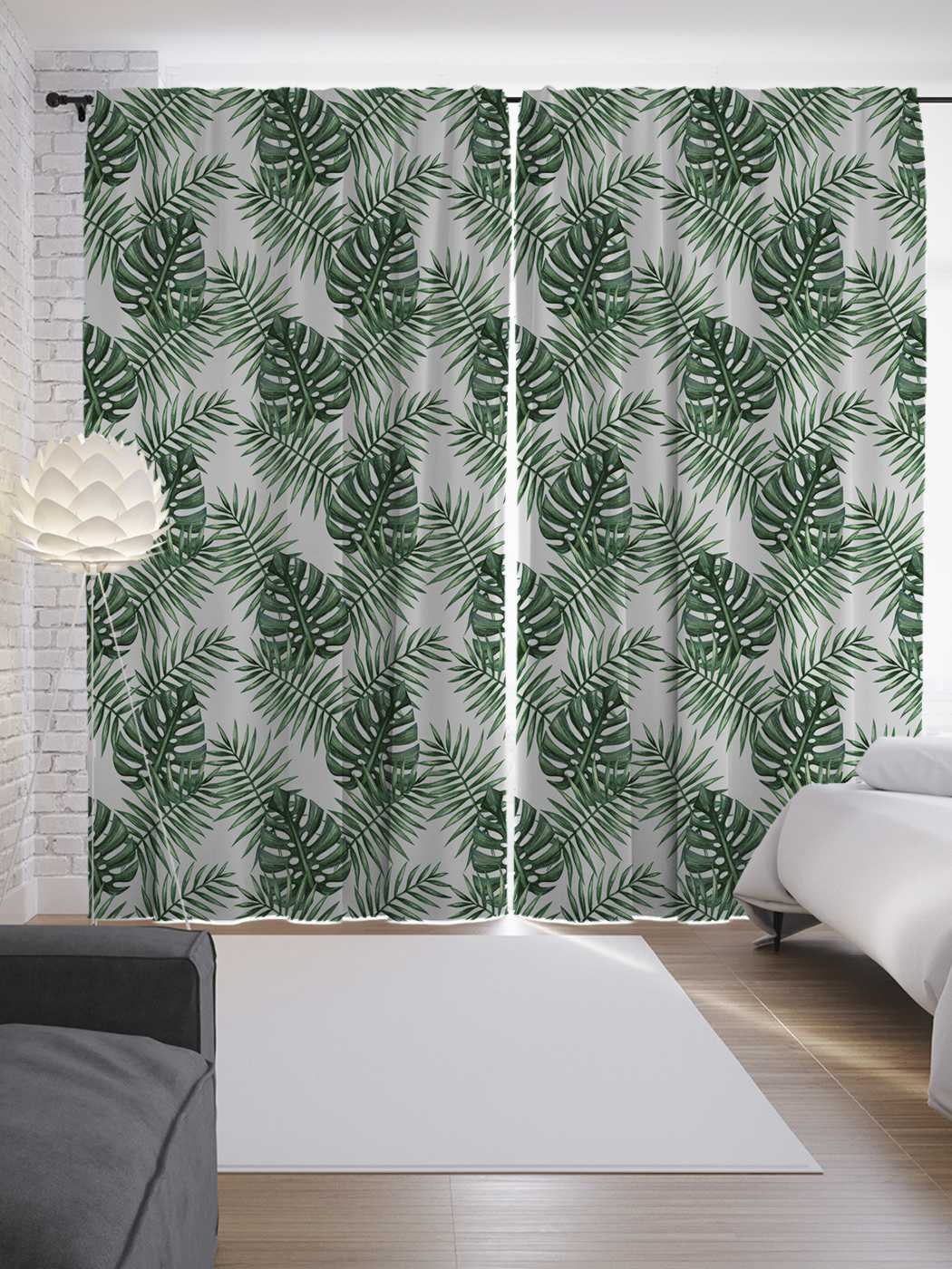 фото Шторы joyarty с фотопечатью "тропическая ботаника" из сатена, 290х265 см