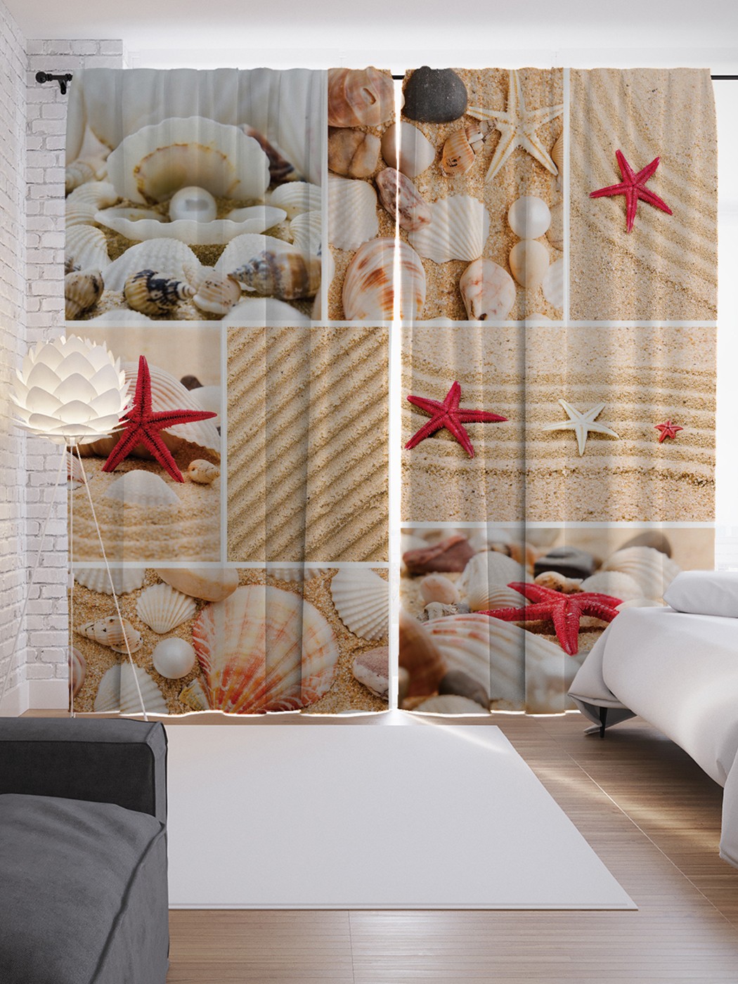 фото Шторы joyarty с фотопечатью "море освежает фантазию" из сатена, 290х265 см