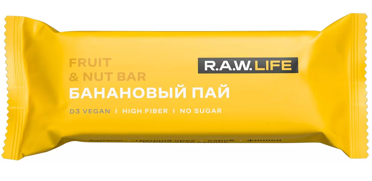 фото Батончик r.a.w. life орехово-фруктовый, банановый пай, 47 г