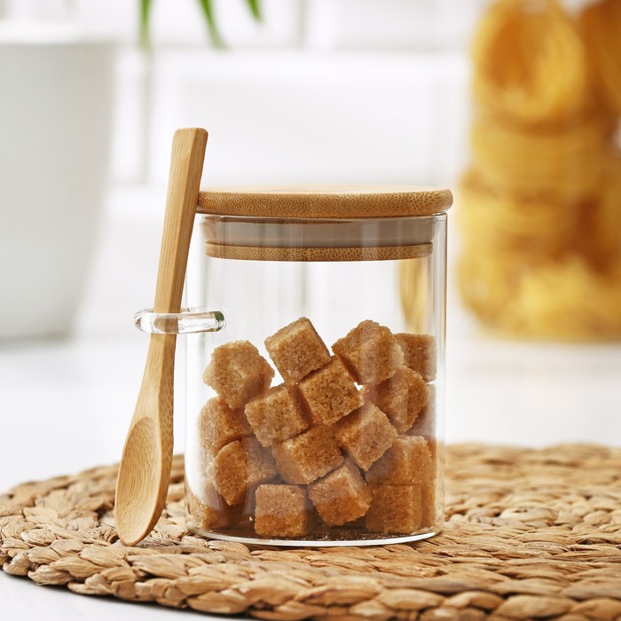 фото Банка для сыпучих продуктов «эко» с ложкой, 280 мл, 10×6,5 см magistro