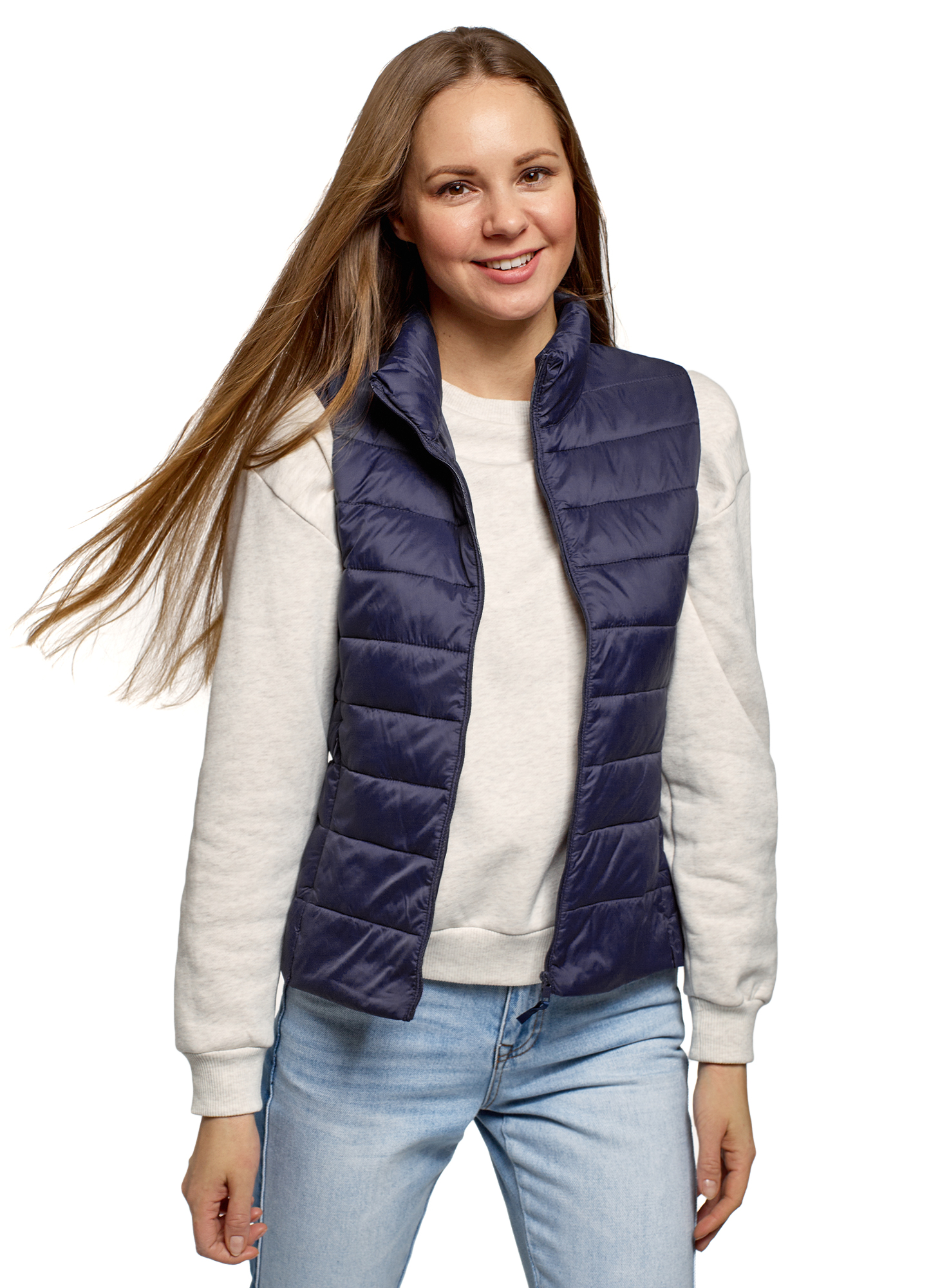 фото Утепленный жилет женский oodji 19400112 синий 44 eu