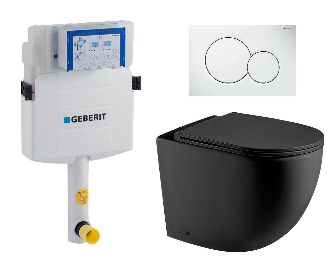 Комплект: смывной бачок Geberit Duofix + унитаз Merzbach MT-BL + кнопка белая, 535778
Комплект: смывной бачок Geberit Duofix + унитаз Merzbach MT-BL + кнопка белая, 535778