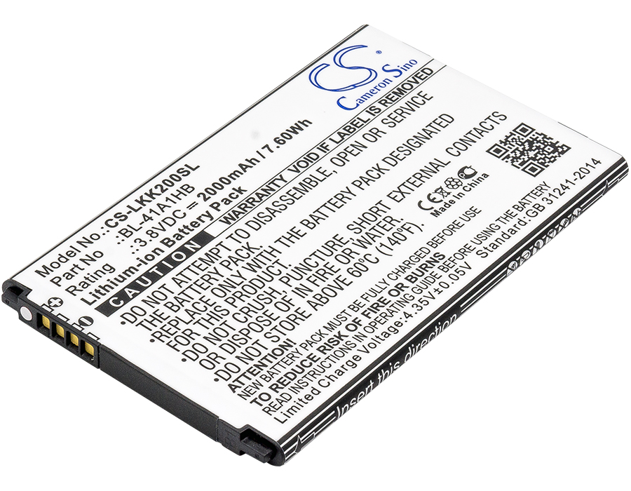 Аккумулятор CS-LKK200SL BL-41A1HB для LG K200, L53BG 3.8V/2000mAh/7.60Wh, CS-LKK200SL
Аккумулятор CS-LKK200SL BL-41A1HB для LG K200, L53BG 3.8V/2000mAh/7.60Wh, CS-LKK200SL