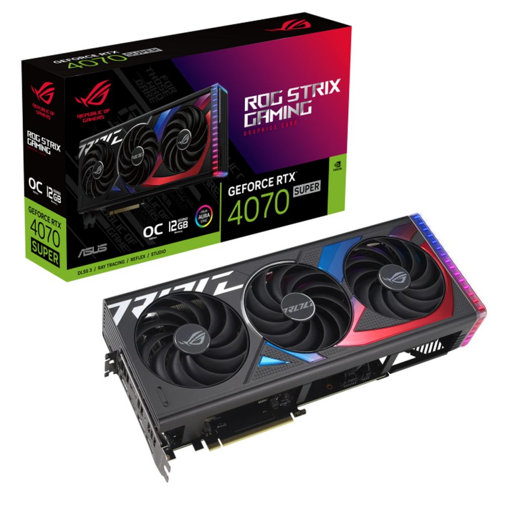 Видеокарта ASUS ROG-STRIX-RTX4070S-O12G-GAMING, GeForce RTX 4070 Super Rog Strix OC
Видеокарта ASUS ROG-STRIX-RTX4070S-O12G-GAMING, GeForce RTX 4070 Super Rog Strix OC