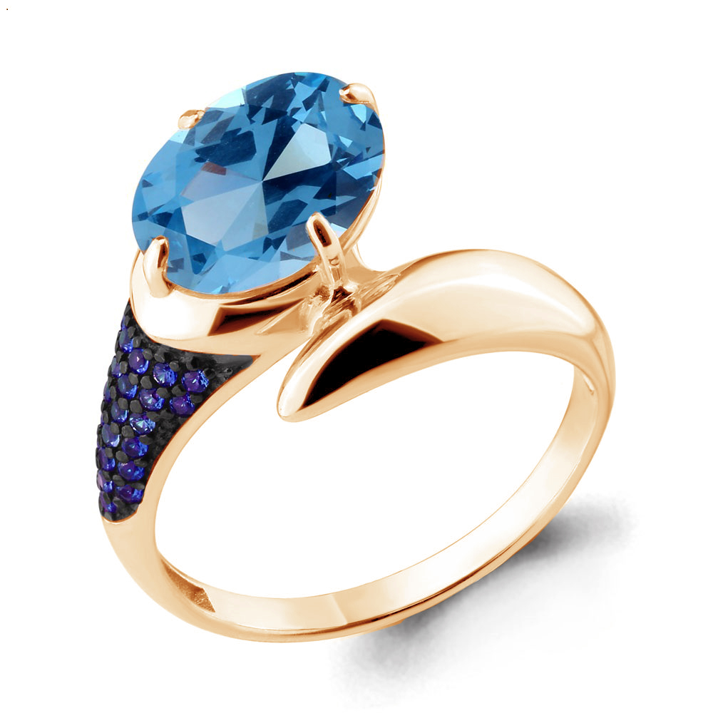Кольцо из серебра с топазом искусственным/сапфиром искусственным р. Aquamarine 6902592Б, 6902592Б_925_з 
Кольцо из серебра с топазом искусственным/сапфиром искусственным р. Aquamarine 6902592Б, 6902592Б_925_з