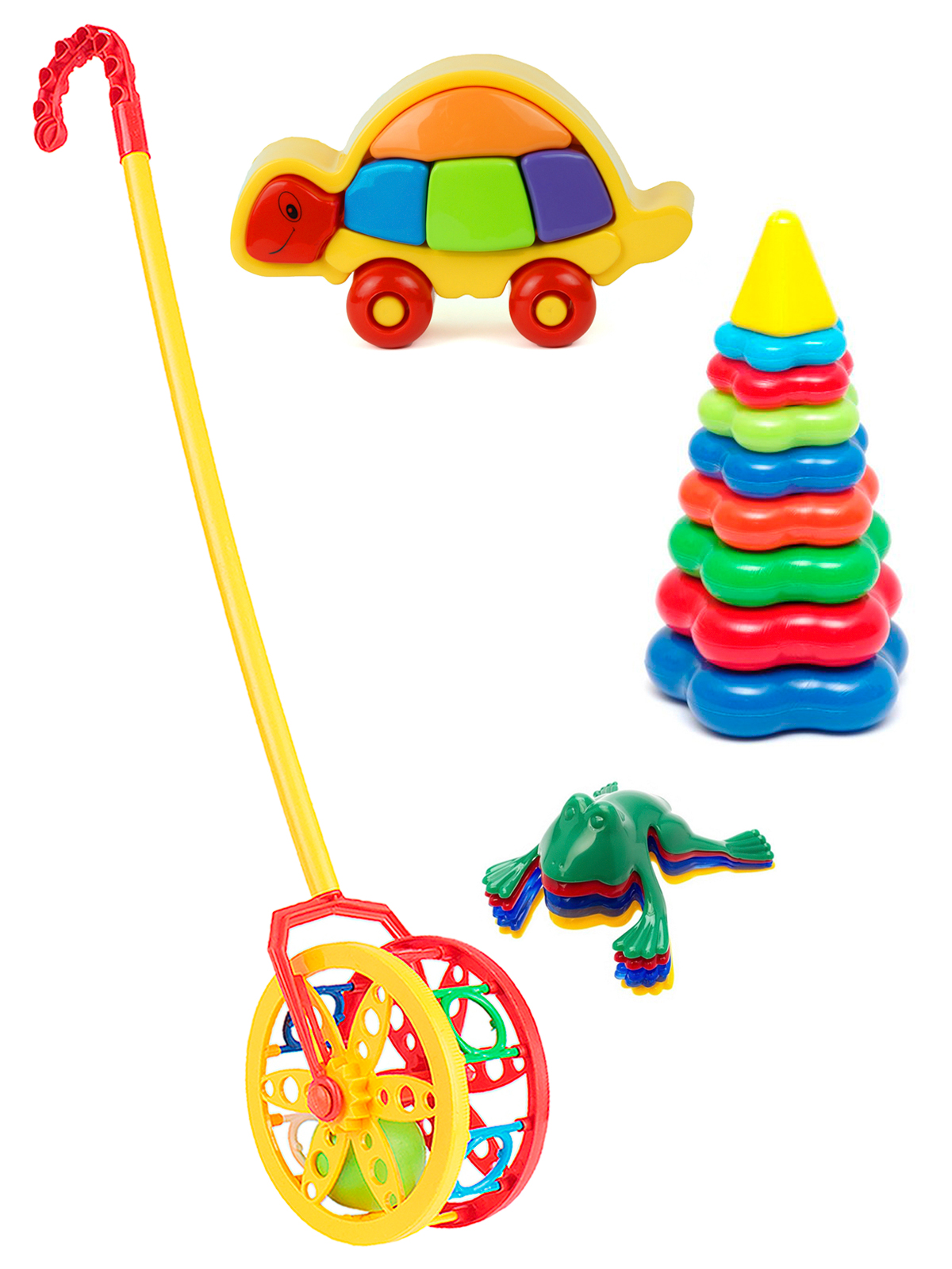 фото Развивающая игрушка karolina toys колесо + черепашка + пирамида большая + команда ква №1