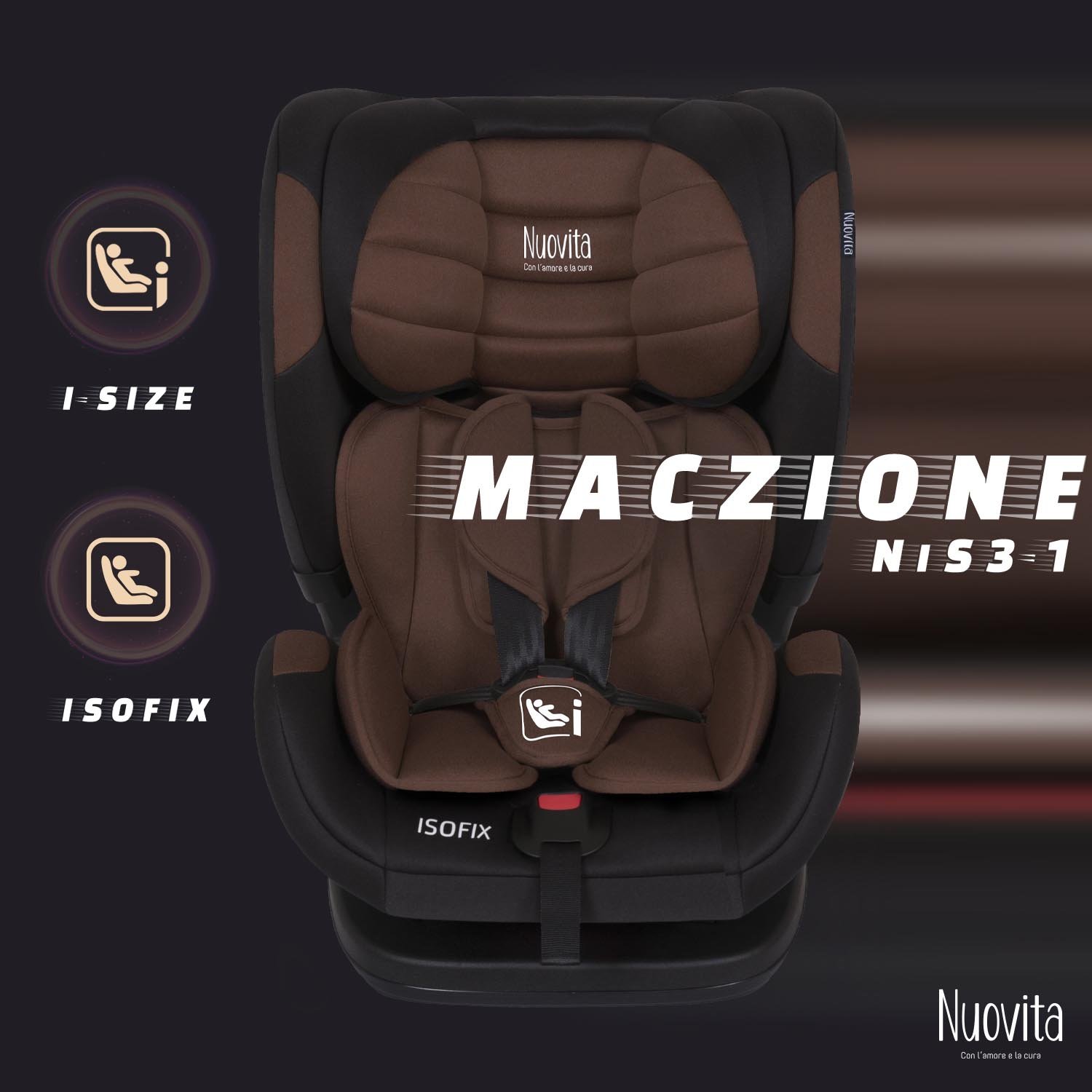 Детское автокресло Nuovita Maczione NiS3-1, Isofix, группа 1,2,3, 9-36 кг (Шоколад), Коричневый, Maczione NiS3-1
Детское автокресло Nuovita Maczione NiS3-1, Isofix, группа 1,2,3, 9-36 кг (Шоколад), Коричневый, Maczione NiS3-1