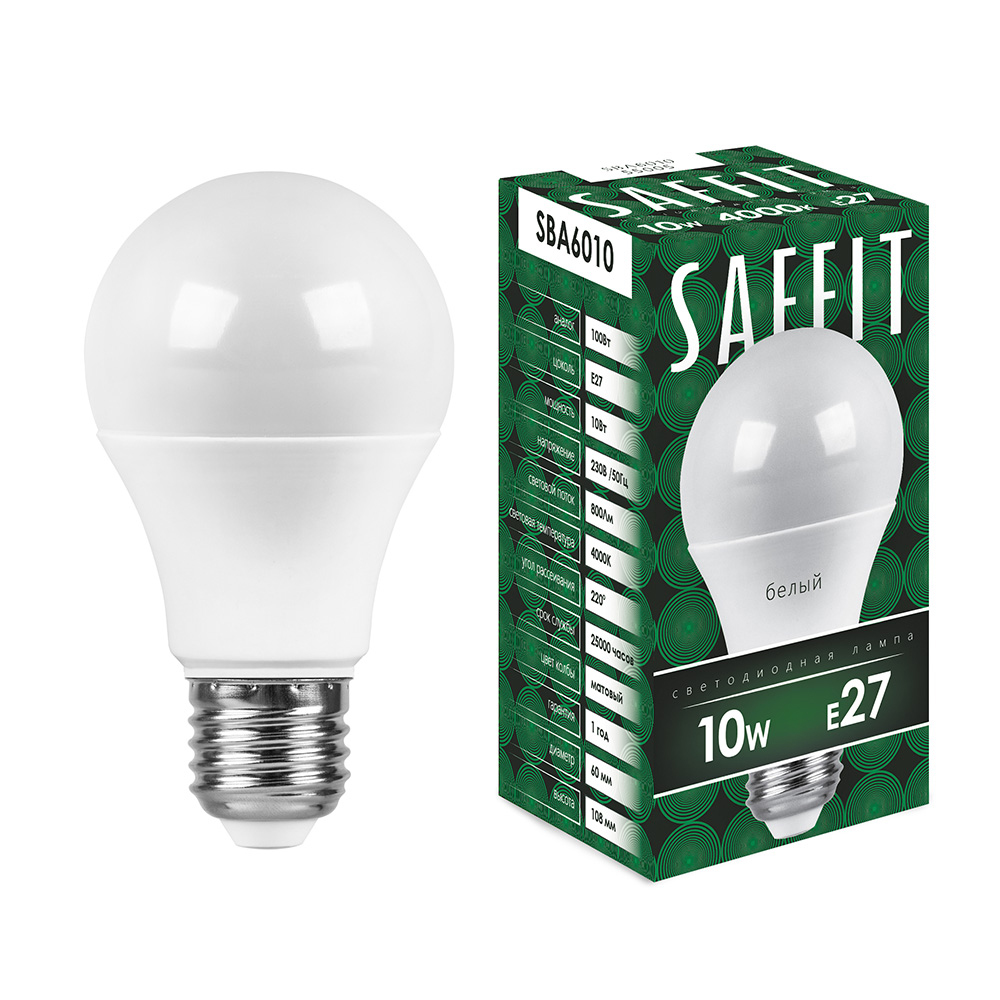 Лампочка светодиодная Saffit SBA6010, 10Вт E27 230V белый, упаковка 10 шт., 55005, SBA6010
Лампочка светодиодная Saffit SBA6010, 10Вт E27 230V белый, упаковка 10 шт., 55005, SBA6010