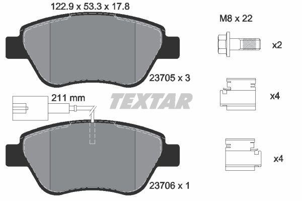 Тормозные колодки Textar передние для Fiat Bravo 07- Idea 04- Linea 07-, Panda 06- 2370502
Тормозные колодки Textar передние для Fiat Bravo 07- Idea 04- Linea 07-, Panda 06- 2370502