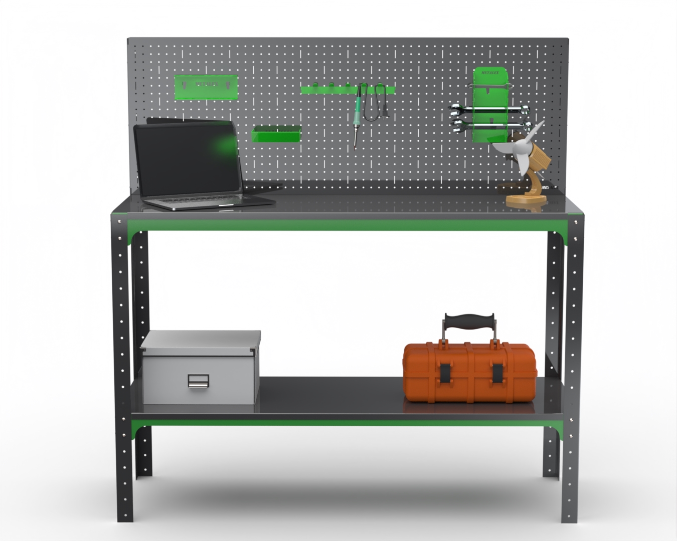 Стол-верстак Metalex серия KIT 950х1000х400 (одна полка) + перфопанель, серо-зеленый
Стол-верстак Metalex серия KIT 950х1000х400 (одна полка) + перфопанель, серо-зеленый