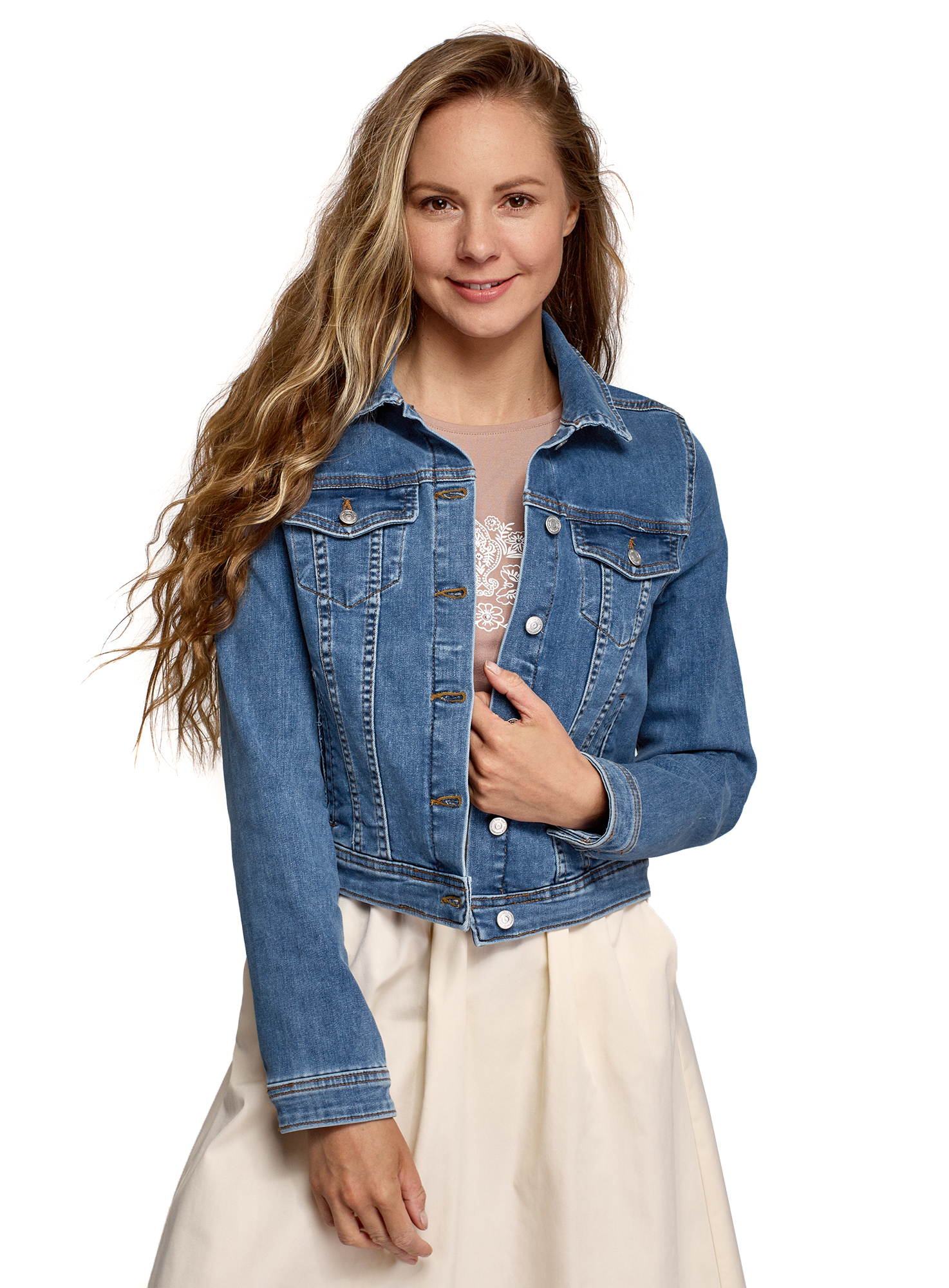 фото Джинсовая куртка женская oodji 11109030-1 синяя 36/170