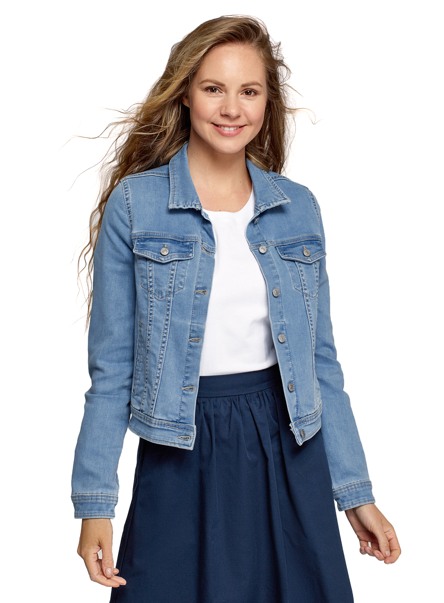 фото Джинсовая куртка женская oodji 11109030-1 синяя 40/170