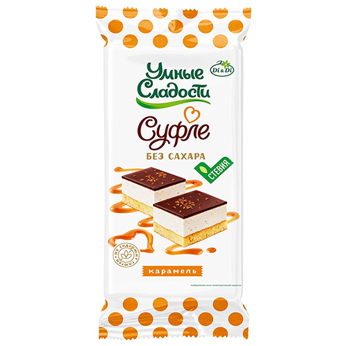 Пирожное Умные Сладости «Суфле со вкусом карамели», в глазури, со стевией 4 шт по 90 гр
Пирожное Умные Сладости «Суфле со вкусом карамели», в глазури, со стевией 4 шт по 90 гр