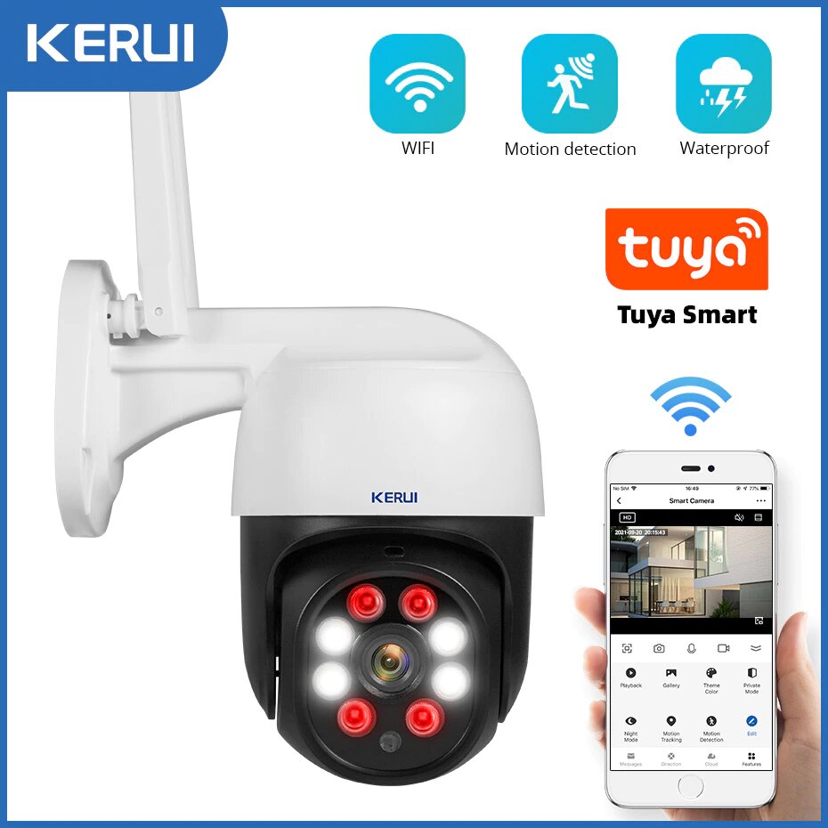 Камера видеонаблюдения Kerui K268, разрешение 3MP, работает через WiFi, SD 128 Гб, Белый
Камера видеонаблюдения Kerui K268, разрешение 3MP, работает через WiFi, SD 128 Гб, Белый