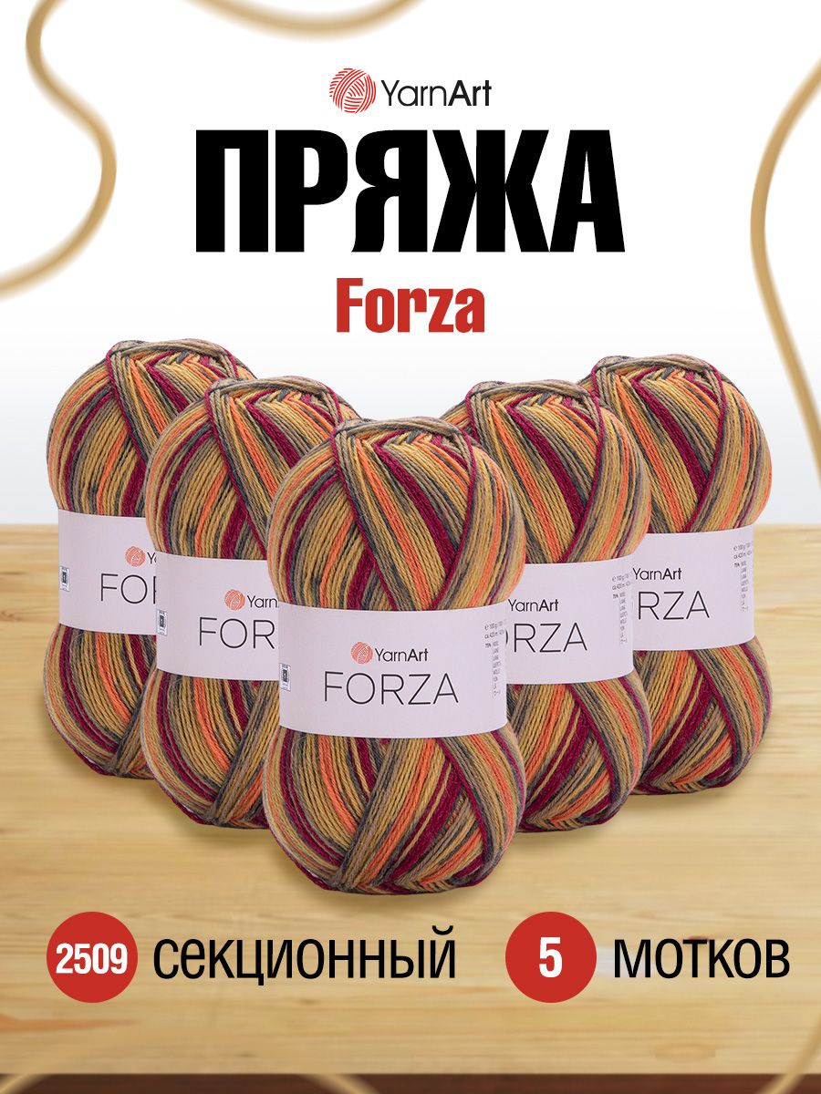 Пряжа YarnArt Forza 100гр 420м (75% шерсть, 25% полиамид) (2509 секционный), Разноцветный
Пряжа YarnArt Forza 100гр 420м (75% шерсть, 25% полиамид) (2509 секционный), Разноцветный