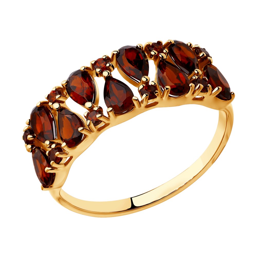 фото Кольцо женское sokolov 714434 из золота, гранат р.18.5