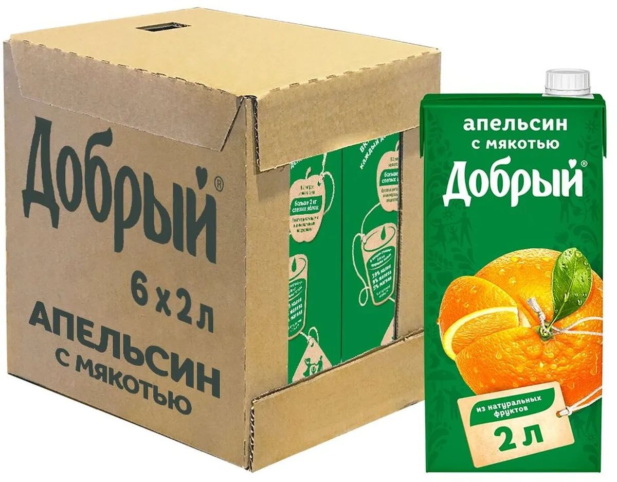 Нектар Добрый Апельсиновый, 6 шт по 2 л
Нектар Добрый Апельсиновый, 6 шт по 2 л