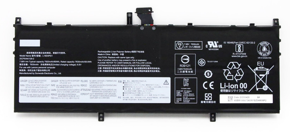 Аккумуляторная батарея L19C4PD1 для ноутбука Lenovo Yoga C640-13IML Series, p/n: L19D4PD1,
Аккумуляторная батарея L19C4PD1 для ноутбука Lenovo Yoga C640-13IML Series, p/n: L19D4PD1,