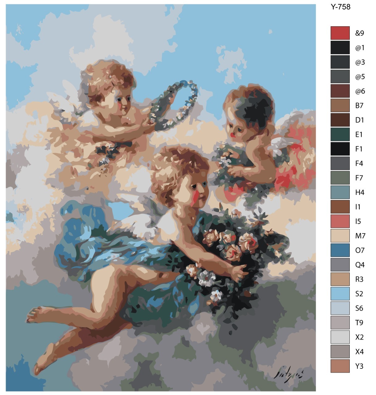 Картина по номерам BRUSHES-PAINTS Y-758, Ангелочки с цветами 
Картина по номерам BRUSHES-PAINTS Y-758, Ангелочки с цветами