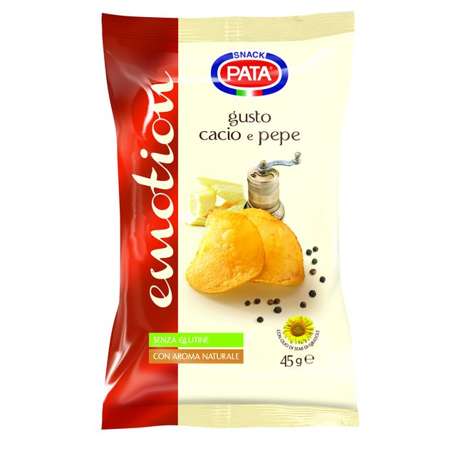 Чипсы картофельные Pata сыр и черный перец рифленые 45 г 
Чипсы картофельные Pata сыр и черный перец рифленые 45 г