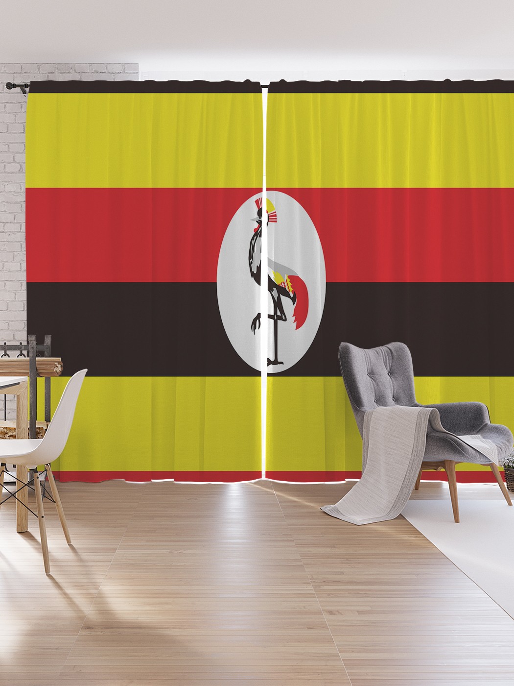 фото Шторы под лён joyarty "флаг уганды", серия oxford delux, 340х265 см