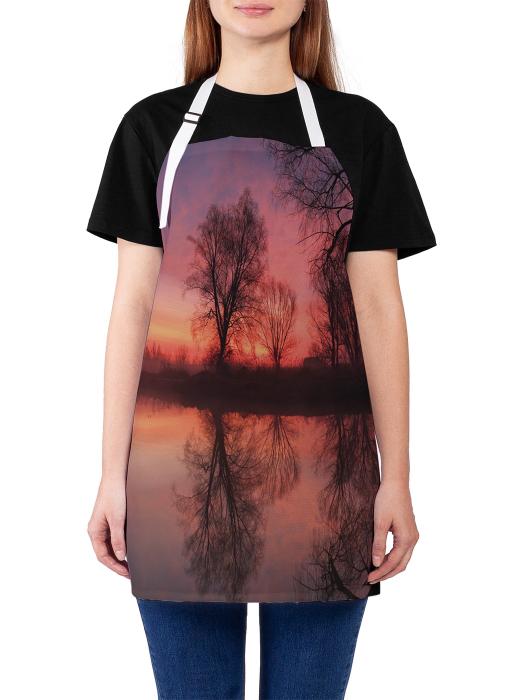 Фартук женский JoyArty для готовки "Деревья у реки", универсальный размер