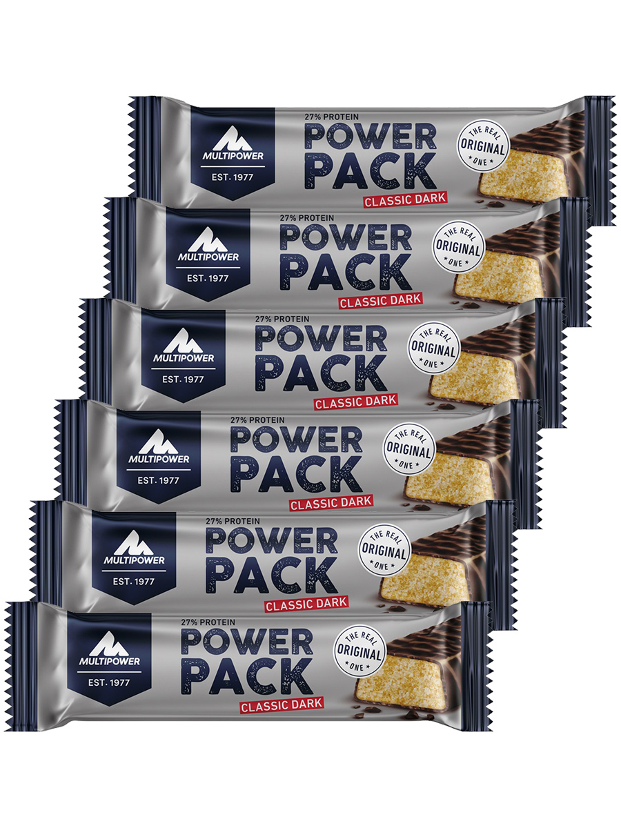 фото Протеиновый батончик премиум multipower power pack protein bar 27%, 6х35г (темный шоколад)