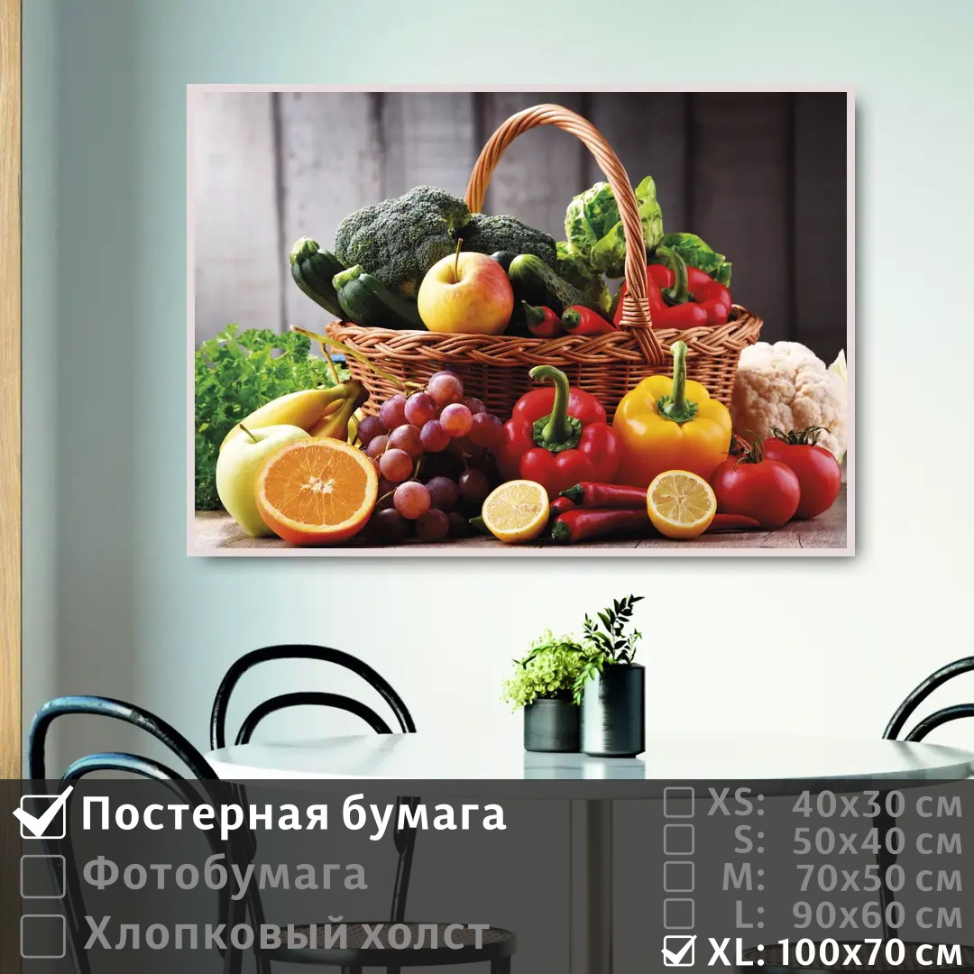 Постер на стену ПолиЦентр Корзинка с фруктами и овощами 100х70 см, КорзинкаСФруктамиИОвощами1
Постер на стену ПолиЦентр Корзинка с фруктами и овощами 100х70 см, КорзинкаСФруктамиИОвощами1