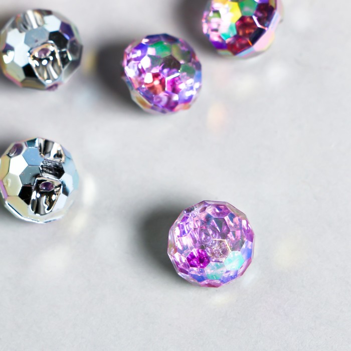 фото Пуговицы пластик для творчества 1 прокол "шарик голография. сирень" набор 12 шт d=1,2 см арт узор