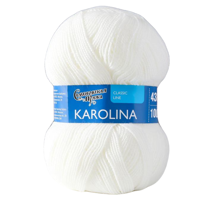 Пряжа Karolina (Каролина) 100% акрил 438м/100гр белый (179), Пряжа для вязания "Karolina"
Пряжа Karolina (Каролина) 100% акрил 438м/100гр белый (179), Пряжа для вязания "Karolina"