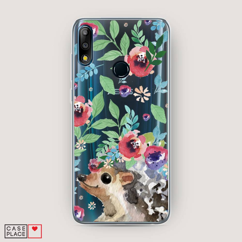 фото Чехол awog "ежик в цветах акварель" для asus zenfone max pro (m2) zb631kl