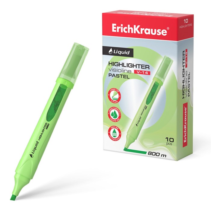 Маркер текстовыделитель ErichKrause Liquid Visioline V-14 Pastel, 0.6-4.0 мм, жидкие черни, Зеленый
Маркер текстовыделитель ErichKrause Liquid Visioline V-14 Pastel, 0.6-4.0 мм, жидкие черни, Зеленый