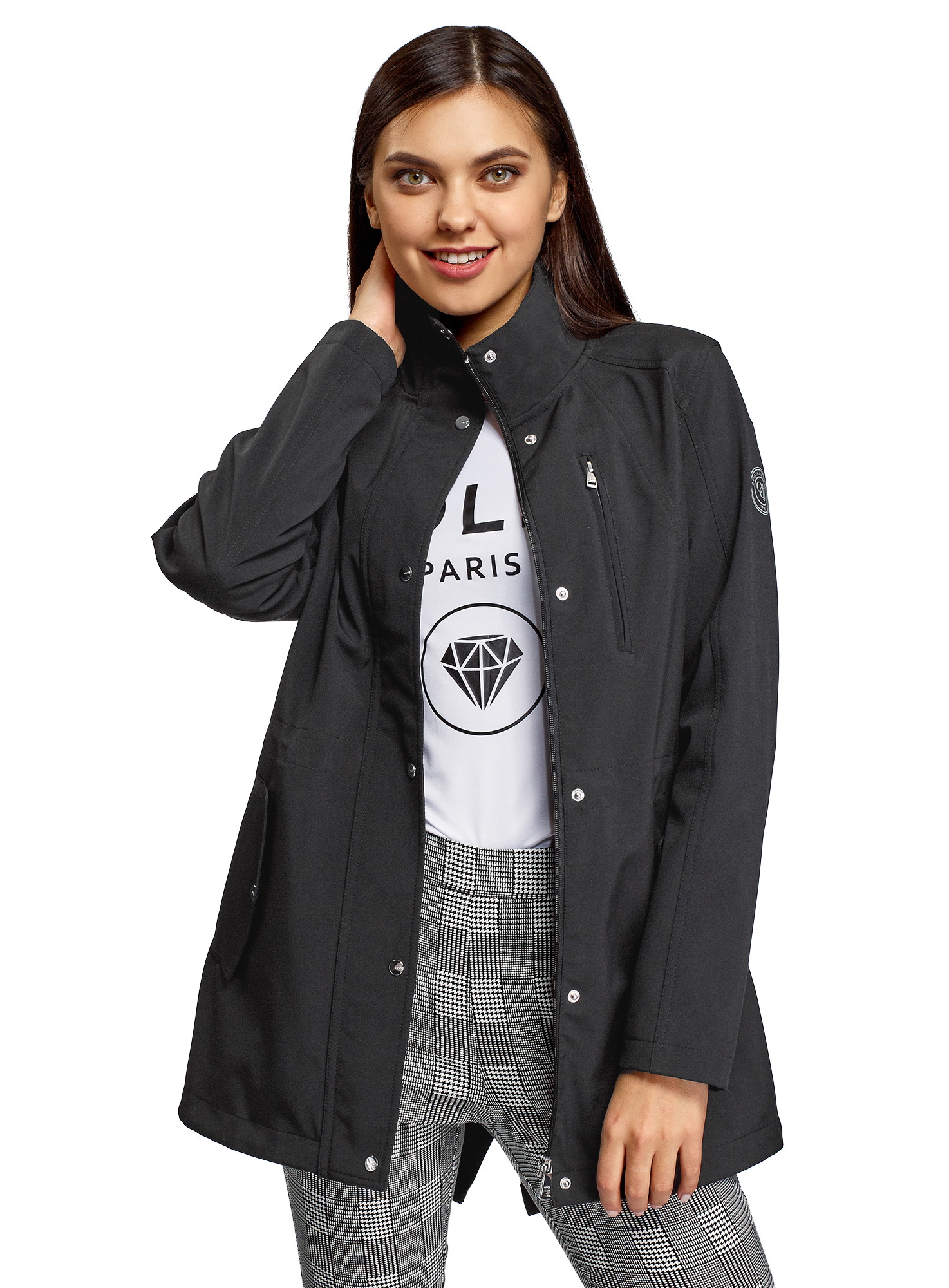 фото Ветровка женская oodji 11d04002 черная 38 eu