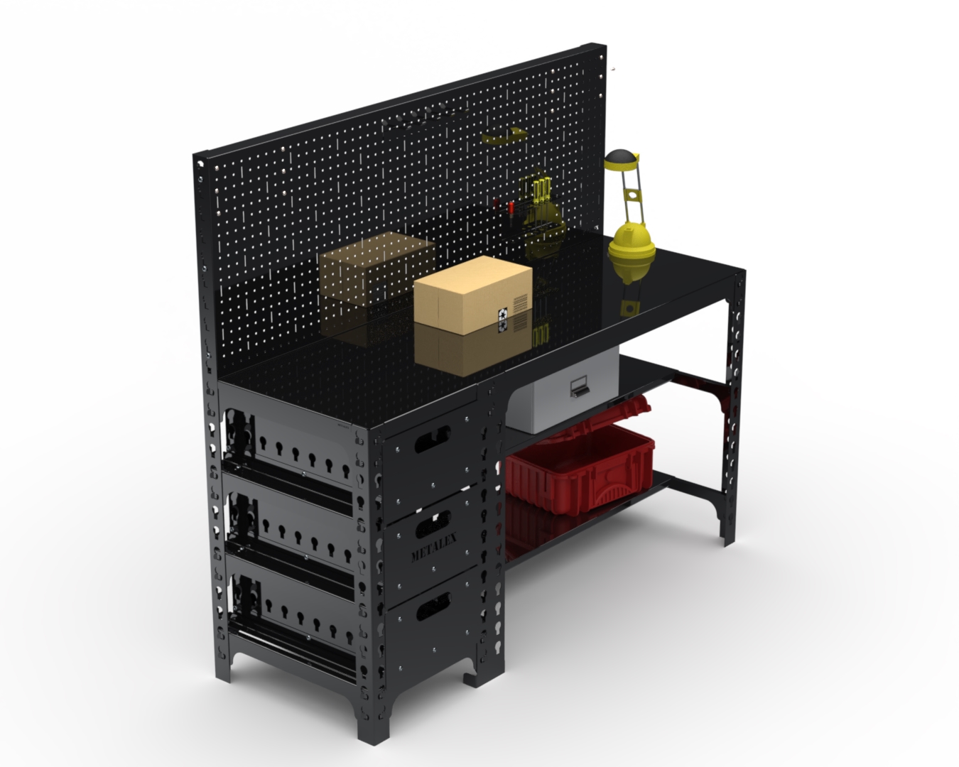 Стол металлический Metalex 112373 750х1200х500 с выдвижными ящиками и перфопанелью, чёрный
Стол металлический Metalex 112373 750х1200х500 с выдвижными ящиками и перфопанелью, чёрный