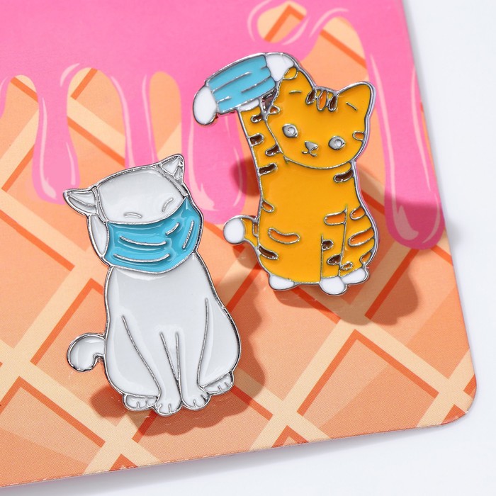 Набор значков (2шт) "Коты" в масках, цветной в серебре, (2шт.)
Набор значков (2шт) "Коты" в масках, цветной в серебре, (2шт.)