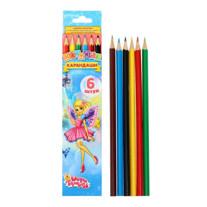 Карандаши 6 цветов Принцесса корпус деревянный треугольный в картонной коробке 3шт, Разноцветные 
Карандаши 6 цветов Принцесса корпус деревянный треугольный в картонной коробке 3шт, Разноцветные