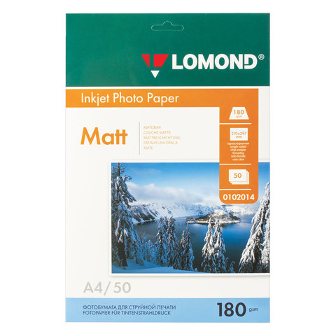 Фотобумага А4, 180 г/м2, 50 листов, односторонняя, матовая, LOMOND, 0102014 - 1 шт, Белый
Фотобумага А4, 180 г/м2, 50 листов, односторонняя, матовая, LOMOND, 0102014 - 1 шт, Белый