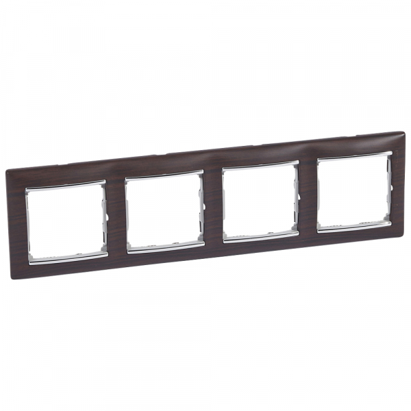 Legrand Valena Темное дерево/Серебро Рамка 4-ая горизонт., Коричневый;серебристый 
Legrand Valena Темное дерево/Серебро Рамка 4-ая горизонт., Коричневый;серебристый