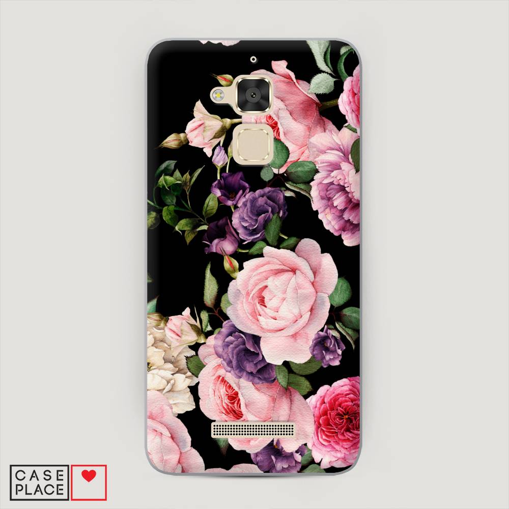фото Чехол awog "пионы для черном" для asus zenfone 3 max zc520tl