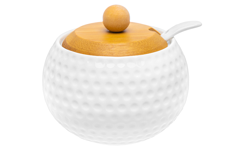 фото Банка для хранения 300 мл 10,5х10,5х9 см elan gallery сфера с деревянной крышкой, с ложкой