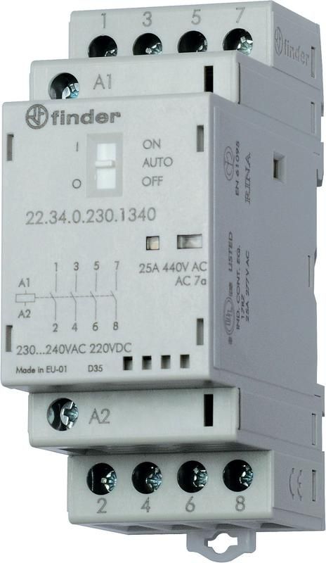 Контактор модульный 2NO + 2NC 25А AgSnO2 230В AC/DC 35мм IP20 опции: мех. индикатор + LED
Контактор модульный 2NO + 2NC 25А AgSnO2 230В AC/DC 35мм IP20 опции: мех. индикатор + LED