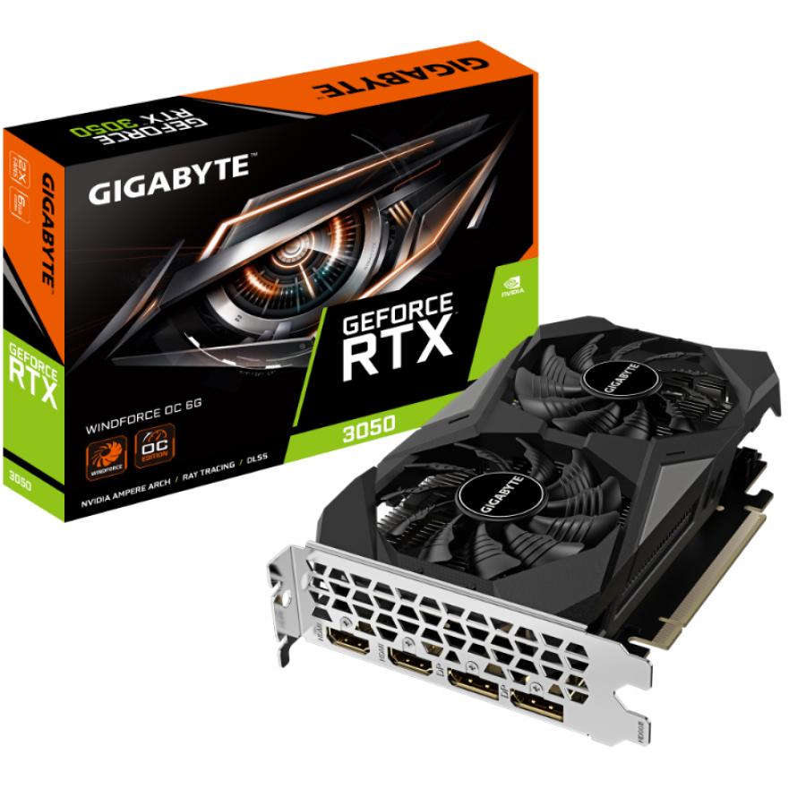 Видеокарта GIGABYTE AMD GeForce RTX 3050 WINDFORCE OC (GV-N3050WF2OC-6GD), Черный, GeForce RTX 3050 WINDFORCE OC
Видеокарта GIGABYTE AMD GeForce RTX 3050 WINDFORCE OC (GV-N3050WF2OC-6GD), Черный, GeForce RTX 3050 WINDFORCE OC
