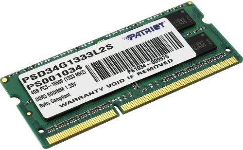 Оперативная память PATRIOT PSD34G1333L2S (PSD34G1333L2S), DDR3L 1x4Gb, 1333MHz, PSD34G1333L2S
Оперативная память PATRIOT PSD34G1333L2S (PSD34G1333L2S), DDR3L 1x4Gb, 1333MHz, PSD34G1333L2S